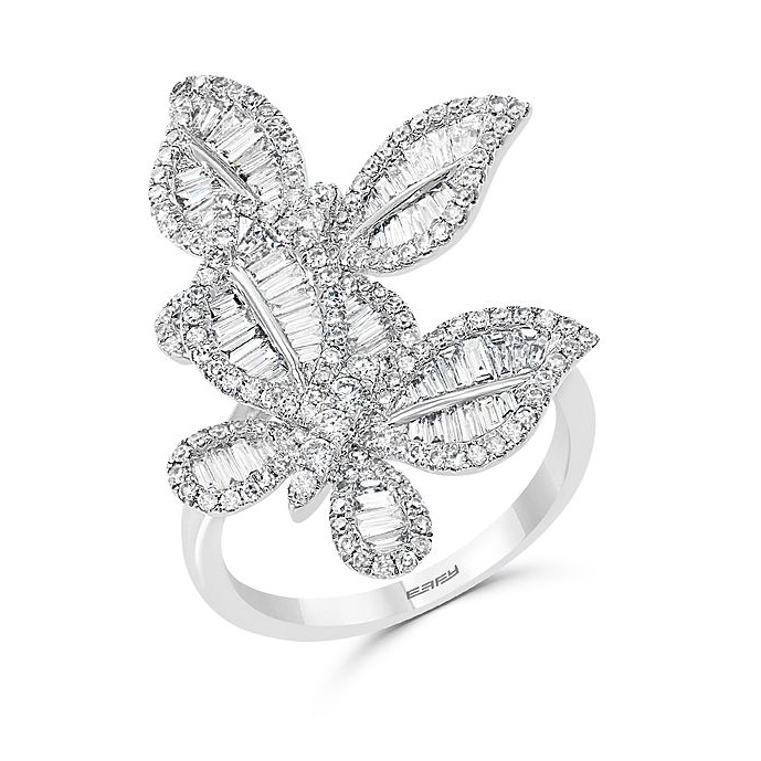 Singapur pozlacené velkoobchodní šperky Prsten s prohlášením Butterfly ze 14K bílého zlata na stříbře ryzosti 925
