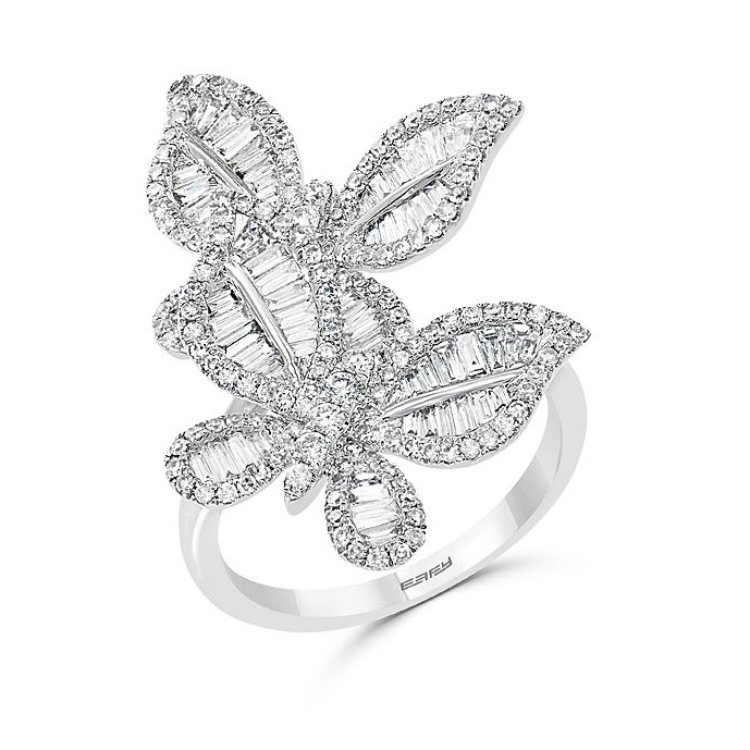 Singapoer vergulde groothandel juweliersware Butterfly Statement Ring in 14K Witgoud Vermeil op 925 sterling silwer