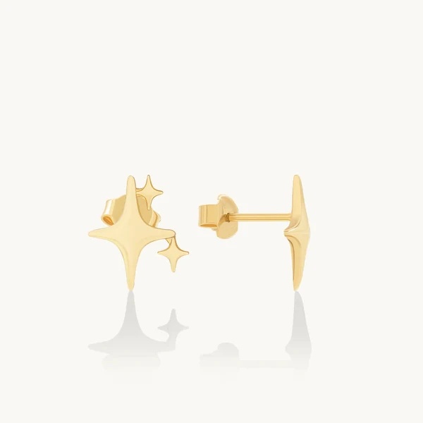Custom Silver Factory OEM ODM Sparkle Stud Earrings in Gold