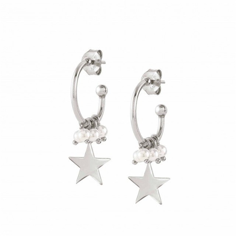 Star earrings with pearl for you, custom made 925 sterling silver white gold plated jewelry