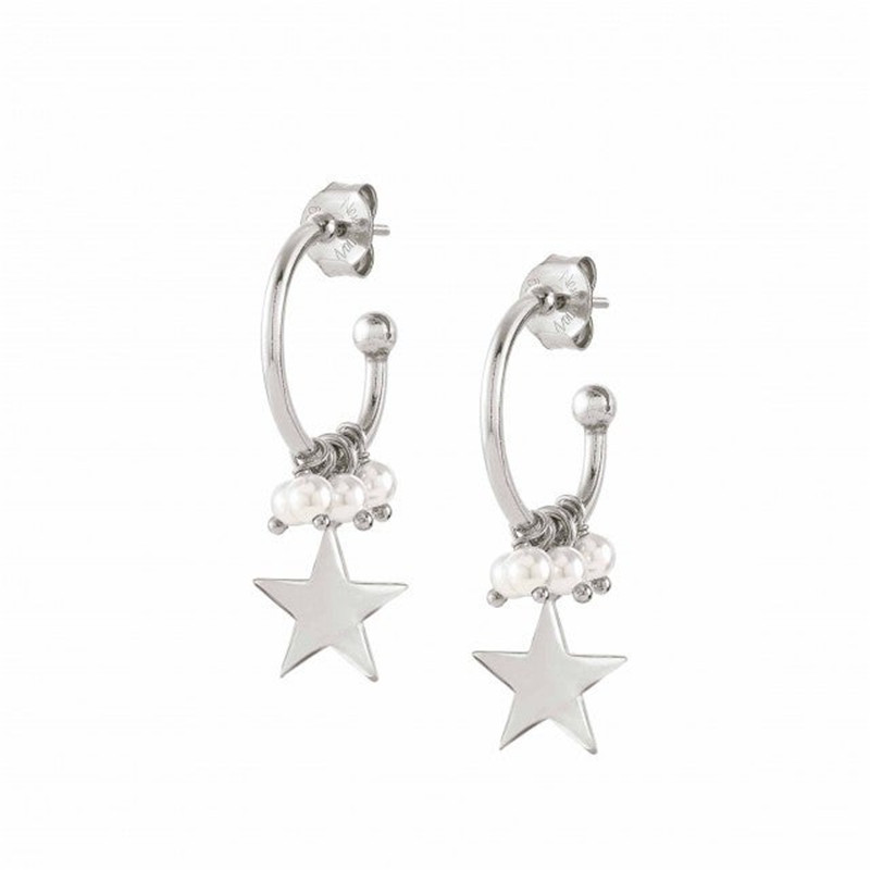 Orecchini stella con perla per te, gioielli in argento sterling 925 placcati oro bianco su misura