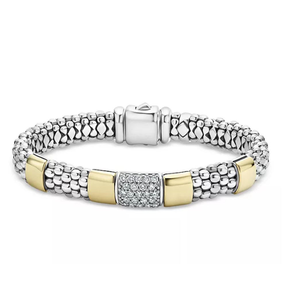 Produttore di gioielli in argento sterling e oro 18 carati High Bar CZ Bracciale OEM ODM