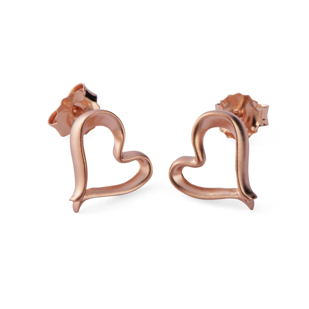 Sterling Silver Rose Gold Heart Stud Earrings wholesale OEM/ODM Jewelry custom fine jewelry