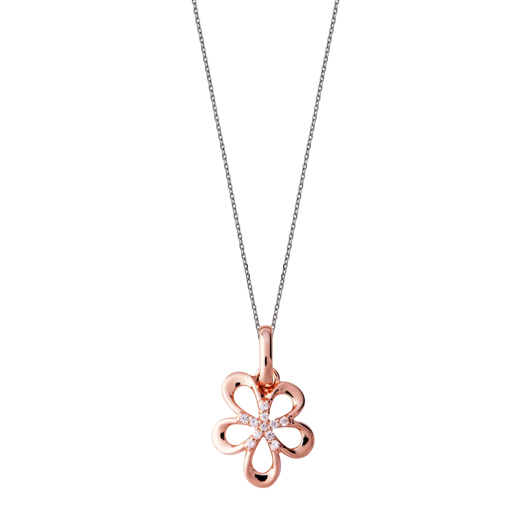 Wholesale Sterling Silver Rose Gold Plated Open Flower Necklace OEM/ODM Jewelry wholesale Custom 925 Silver Jewelry supplier