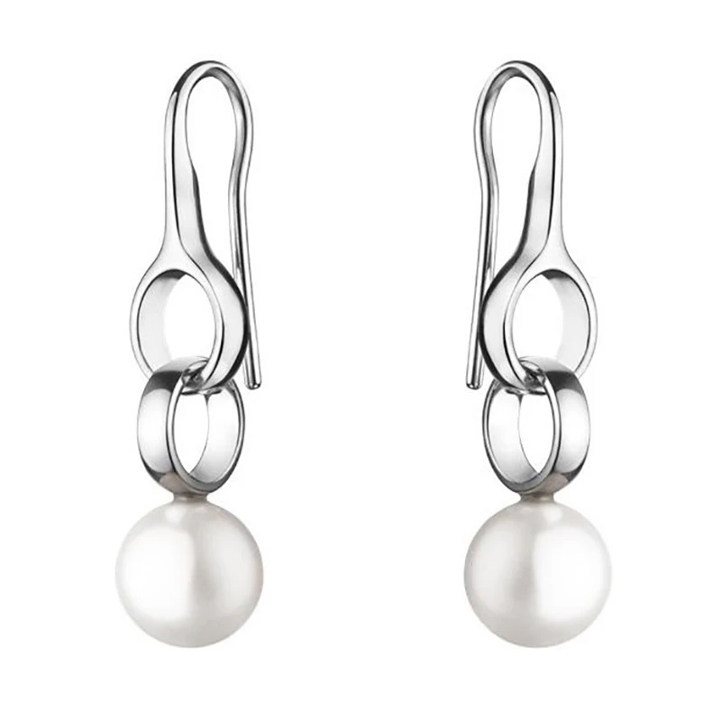 wholesale OEM/ODM Jewelry Sterling Silver White Pearl Drop Earrings Custom Design 925 Silver Jewelry Suppliers Wholesaler