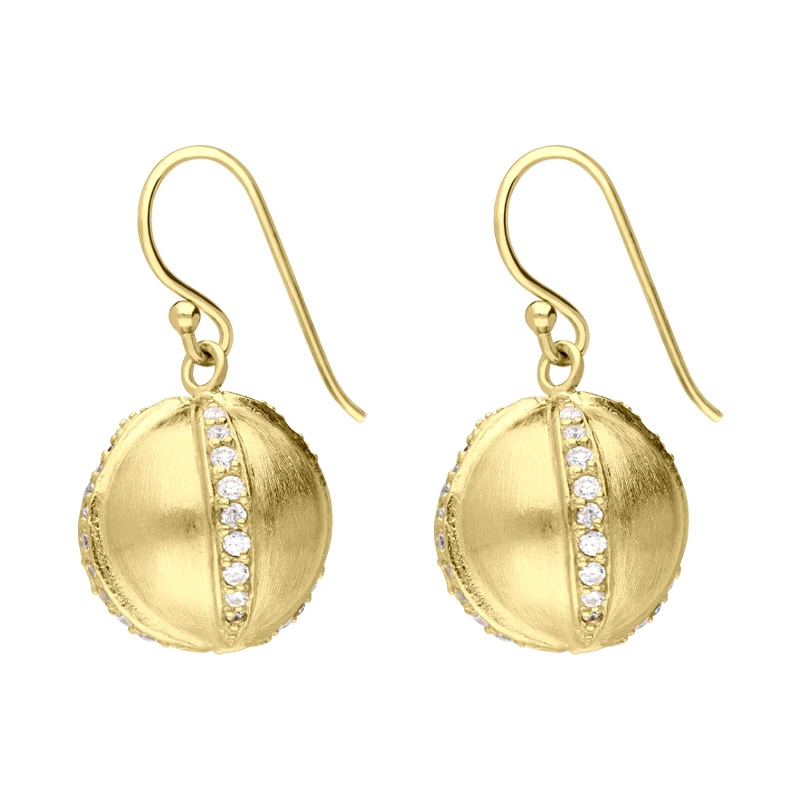 Orecchini pendenti a sfera placcati in oro giallo in argento sterling all'ingrosso Fornitore all'ingrosso di gioielli in argento 925 personalizzati Gioielli OEM / ODM