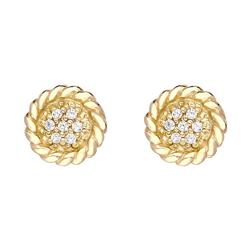 wholesale Sterling Silver Yellow Gold Plated Stud Earrings Custom Design OEM/ODM Jewelry Silver Jewelry Supplier Wholesalers