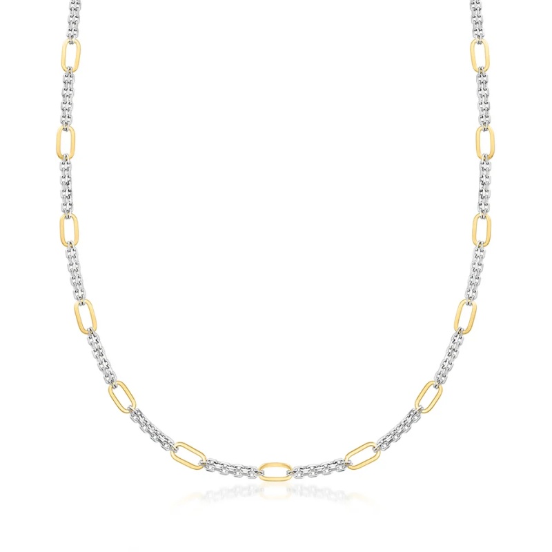 18kt Gold Over Sterling Cable and Paper Clip Link Necklace Custom Gold Jewelry Manufacturer USA