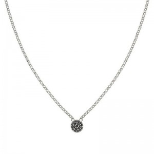 Sterling silver jewelry distributor custom made gioie necklace with circle and black zirconia wholesaler
