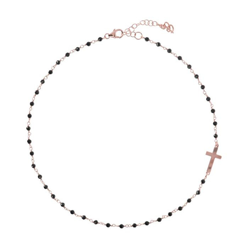 Fabricante de joias de prata esterlina colar de rosário personalizado com cruz