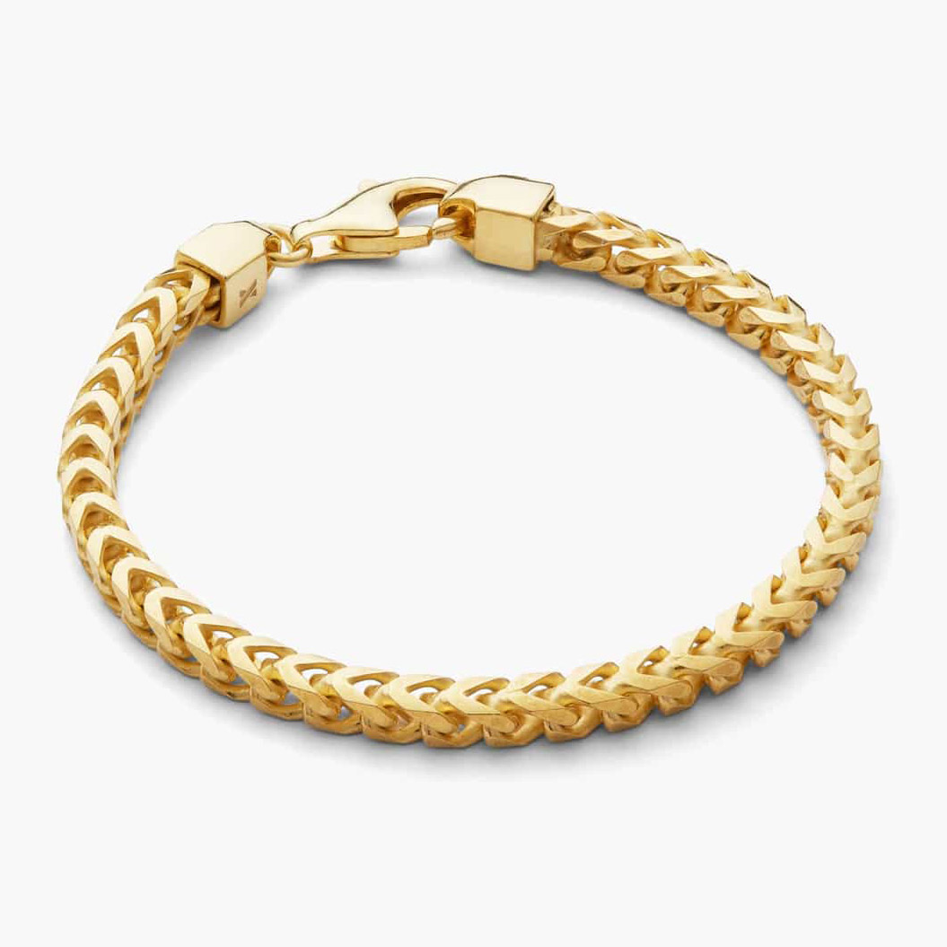 Bracciale Franco della Malesia all'ingrosso di gioielli in argento sterling da 4 mm in oro vermeil