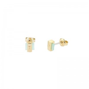 Sterling silver name plated yellow gold studs for custom jewelry wholesaler