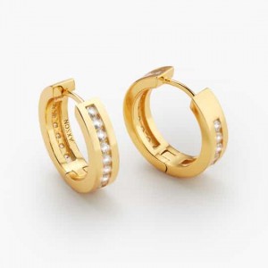 Studded Inset Hoop Earrings  private label manufacturer of 925 sterling silver with vermeil plated gold