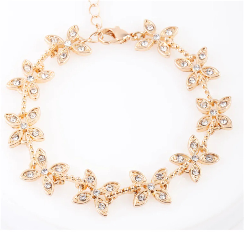Produttore di gioielli in argento sterling con braccialetto svedese Gold Diamante Flower