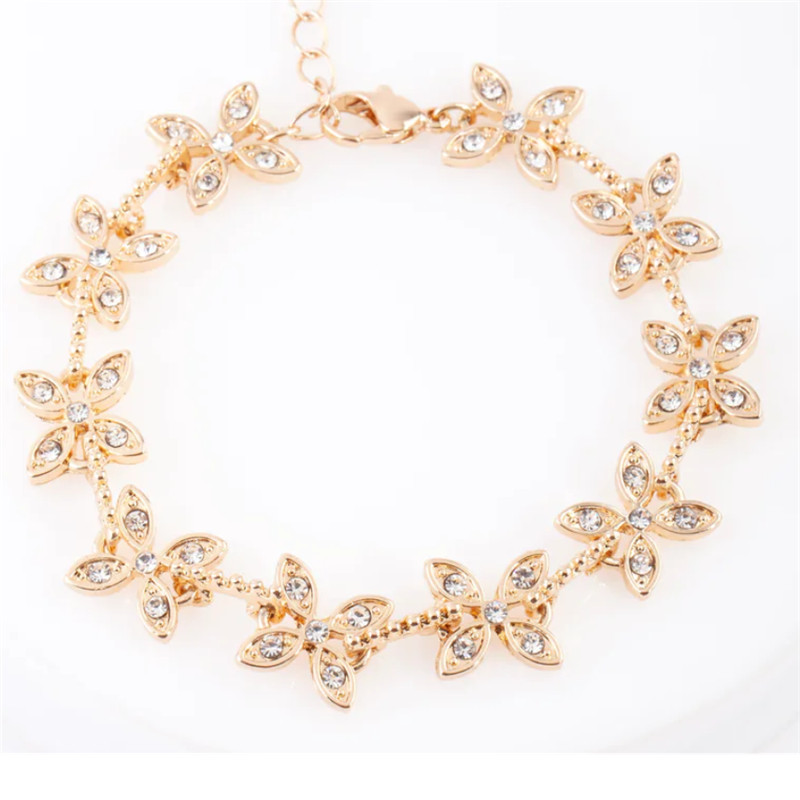 Pulsera de flores de diamante de oro de Suecia fabricante de joyas de plata esterlina