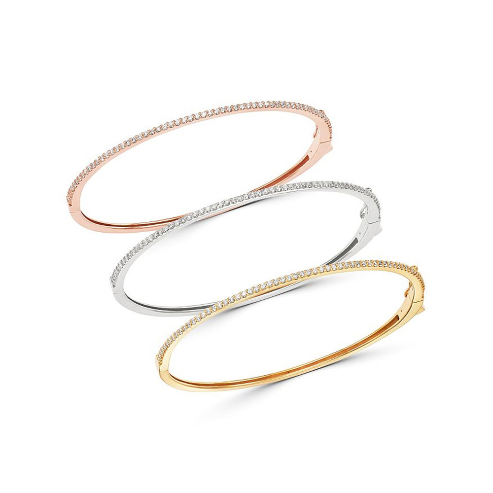 Sweden gold vermeil jewelry manufacturer wholesale micro-pave cz stacking bangle in 14k white gold, 14k rose gold or 14k yellow gold vermeil