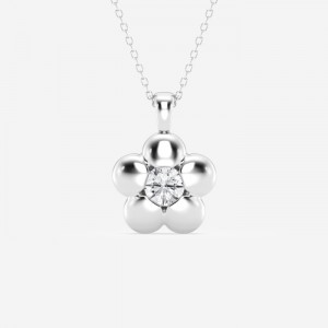 Swiss Client Custom Wholesale 925 Silver Rhodium-Plated Floral Pendant Necklaces