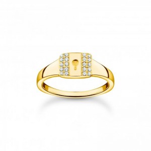 The highest quality jewelry manufacturing custom design Yellow Gold Filled Padlock CZ Ring