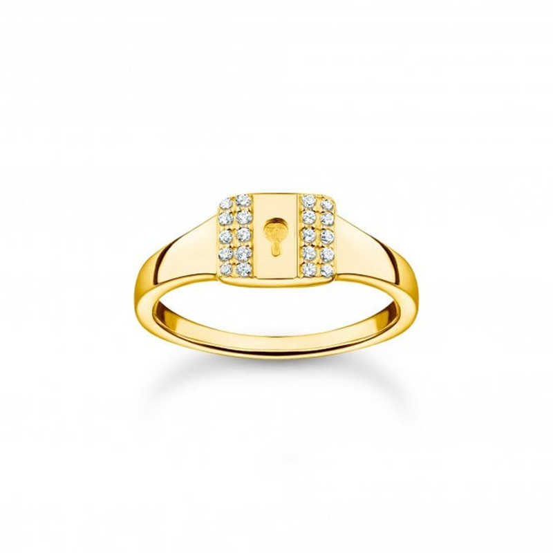 Nejkvalitnější výroba šperků na zakázku design Yellow Gold Filled Visací zámek CZ Ring