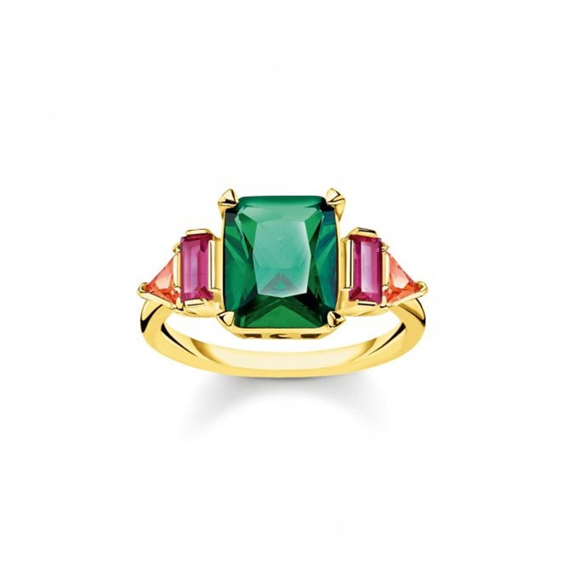 Top Groothandel Pasgemaakte Juweliersware Vervaardigers en Maatskappye OEM ODM Geel Goud Vermeil Veelkleurige Zirconia Ring groothandelaar