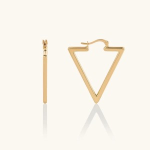 Custom Made Sterling Silver Jewelry Triangle Hoop Earrings in Gold