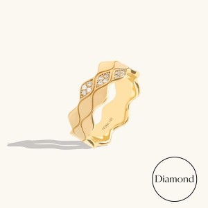 Custom Silver Jewelry Triple Wave Band Ring in Gold