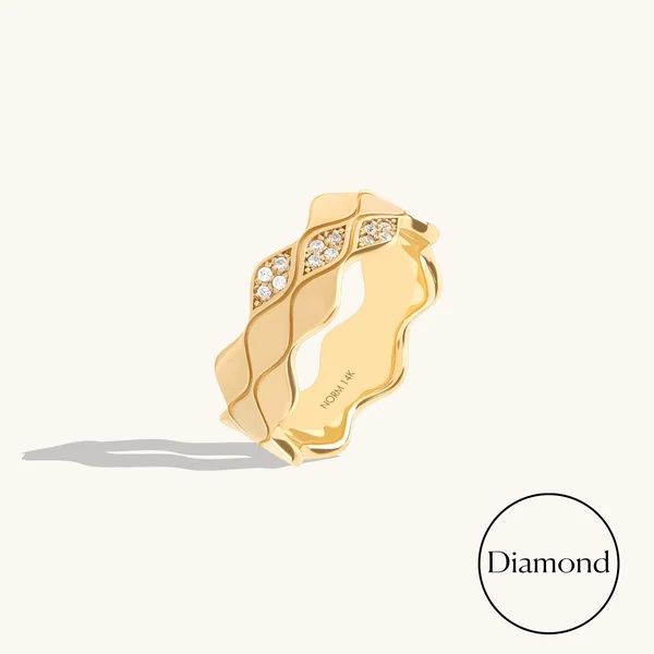 Custom Silver Jewelry Triple Wave Band Ring in Gold