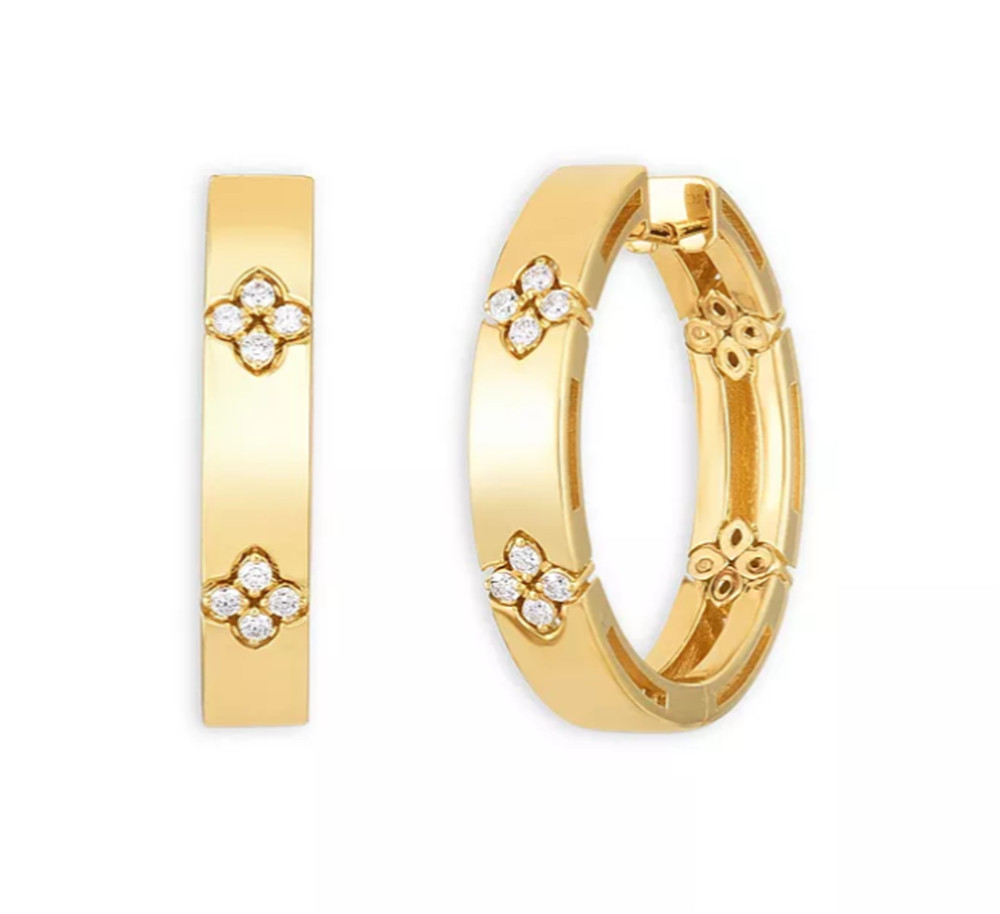 Turkey 925 sterling silver jewelry manufacturer OEM ODM 18K Yellow Gold Vermeil CZ  Love In Verona Hoop Earrings
