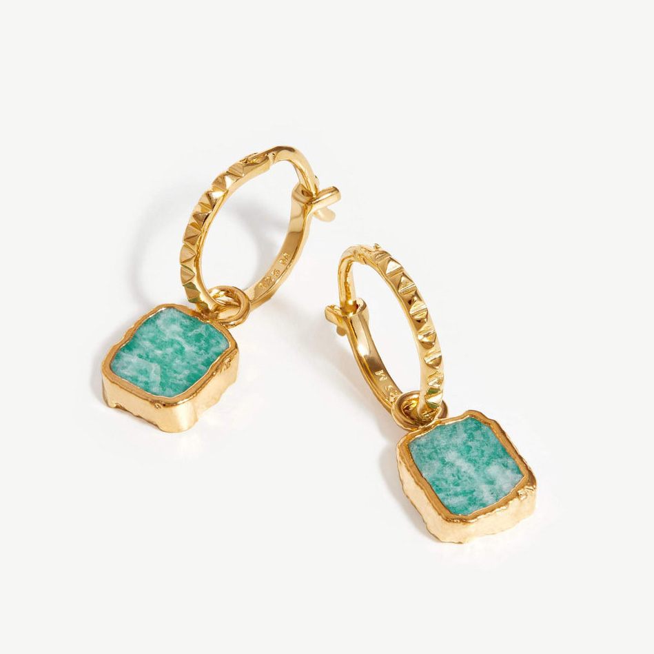 Turkey Jewelry Wholesaler OEM ODM Mini Pyramid Charm Hoop Earrings In 18k Gold Plated
