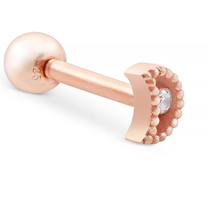 Turkey customer OEM ODM rose gold plated crystal moon single barbell  for her new jewelry shop