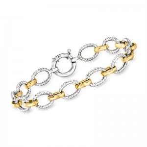 United Arab Emirates Client Custom Two-Tone Sterling Silver Oval-Link Bracelet (Vermeil Gold Finish)