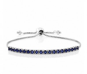 Pulsera totalmente ajustable personalizada al por mayor de plata de ley 925 con zafiro azul de 2,50 quilates