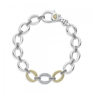 Vermeil Jewelry Wholesaler Custom Sterling Silver & 18K Yellow Gold Plaed Lux cz Chain Bracelet