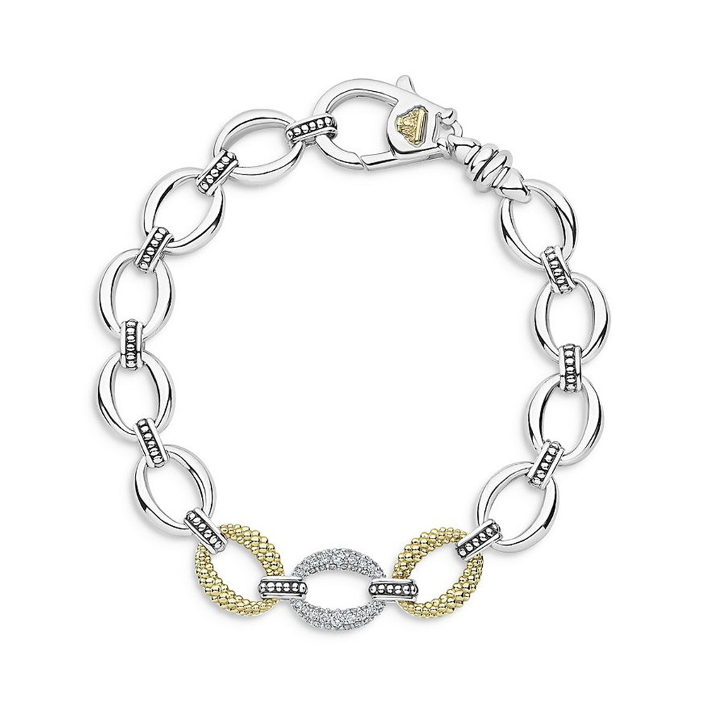 Grossiste de bijoux Vermeil Bracelet chaîne en argent sterling et or jaune 18 carats plaqué Lux cz