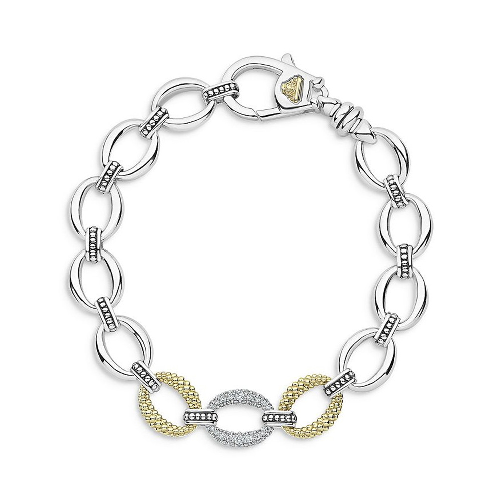 Vermeil Smycken Grossist Anpassad Sterling Silver & 18K Gult Guld Plaed Lux ​​cz Chain Armband