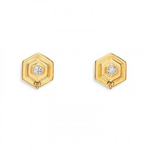 Vietnam wholesale silver jewelry supplier design made 18K Yellow Gold Vermeil CZ  Beehive Earrings