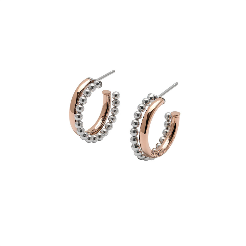 JINGYING: Your Premier Supplier for Custom Vintage Bead Two-Tone Silver & Rose Gold Earrings