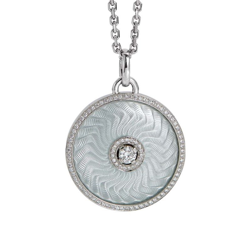 Hvidguld fyldte halskæder tilpasset lavet i 925 sølv CZ charm runde vedhæng smykker