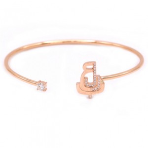 Wholesale 925 silver manufacture OEM ODM engraving label on rose gold filled CZ bangle