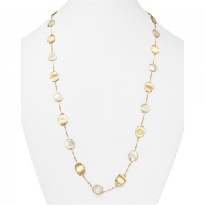 Collier Long en nacre plaqué or jaune 18 carats, argent 925, conception personnalisée, vente en gros