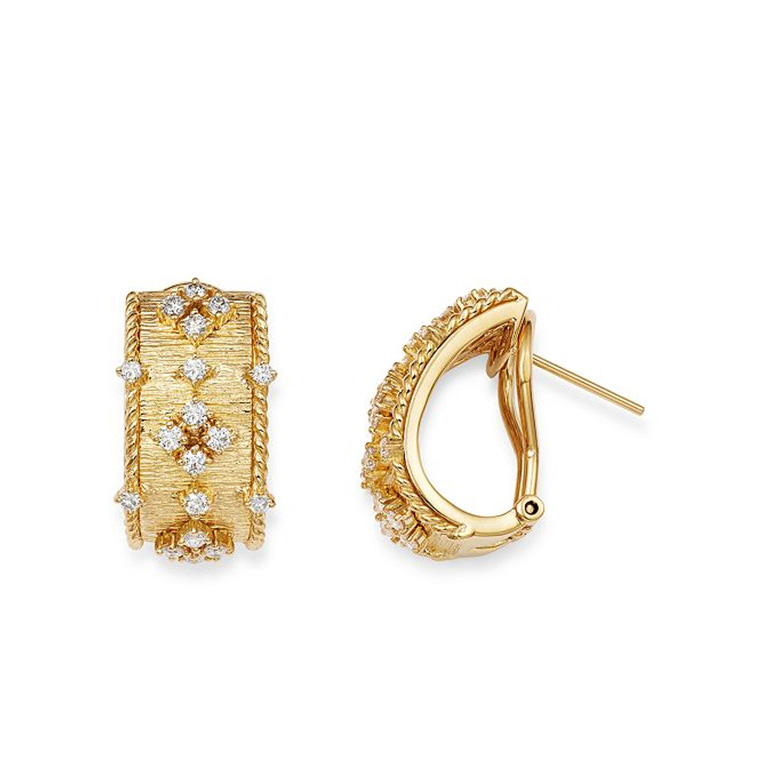 Wholesale Custom Jewelry For Cz  Omega-back Silver Earrings In 18k Textured Yellow Gold Vermeil