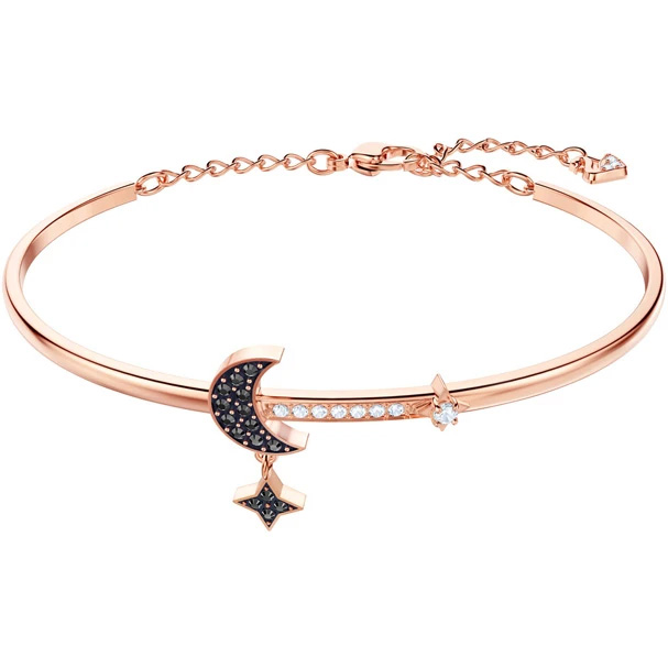 Wholesale Custom OEM/ODM Jewelry Moon Medium Black and Rose Gold Plated Bangle silver jewelry supplier