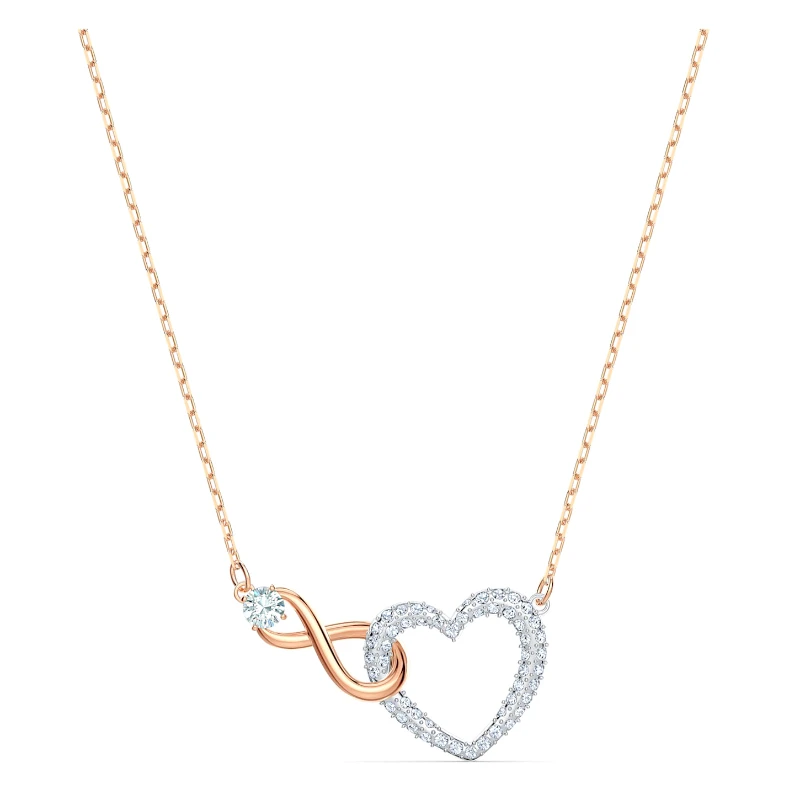 Fornecedor de colar de prata banhado a ouro branco rosa de coração de joias de colar personalizado por atacado de joias OEM / ODM