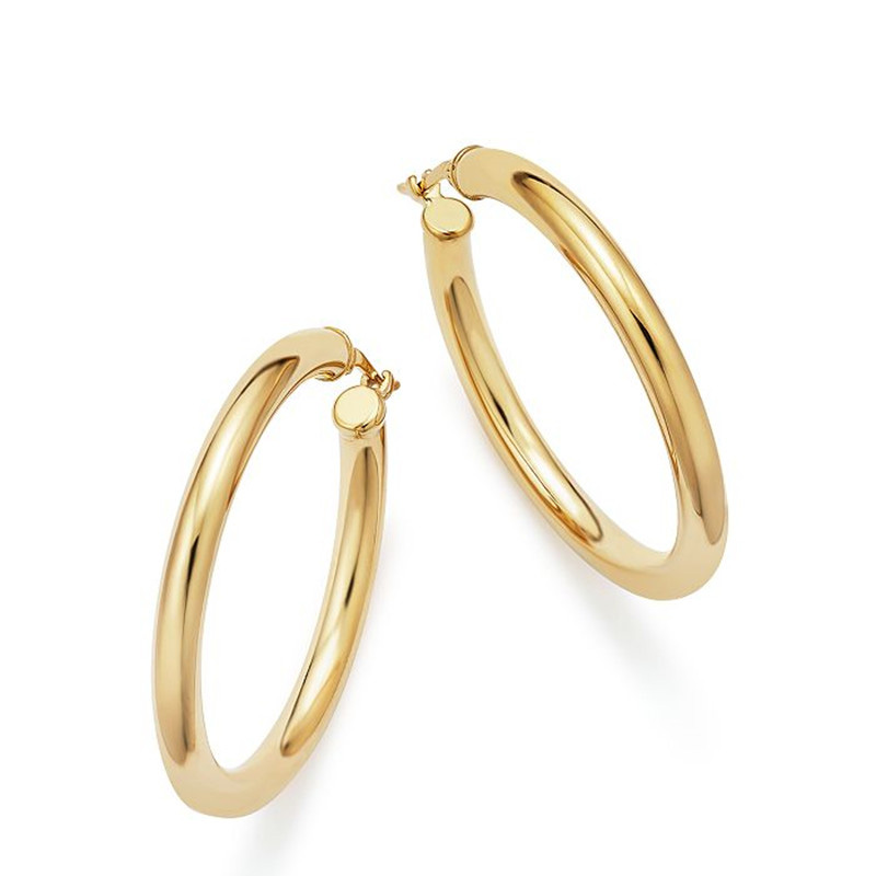 Wholesale Gold Plated Jewelry Supplier Custom Oem Odm 14k Yellow Gold Plated Tube Hoop Earrings