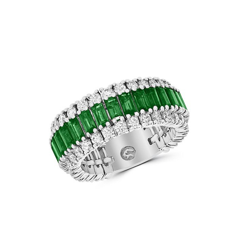Grosir produsen perhiasan Brasil cincin cz yang dibuat khusus dalam berlapis emas putih 14k