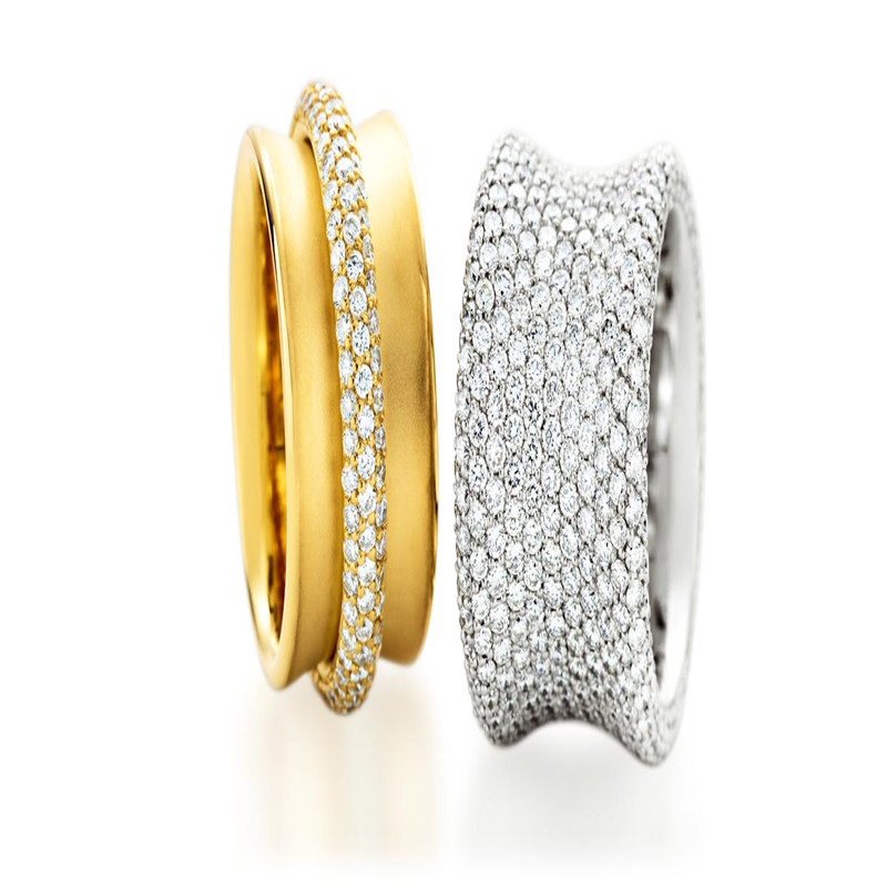 Engros custom 925 Sølv gule og hvide ring smykker i 5A CZ sten