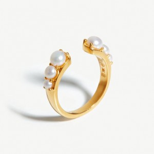 Bagues perles personnalisées en argent sterling pour femmes en plaqué or 18 carats