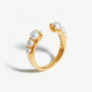 Women’s Custom Sterling Silver Pearl Rings in 18k gold plated