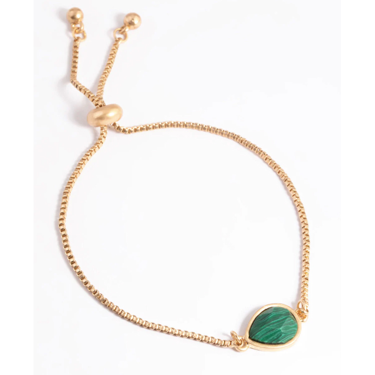 Worn Gold Plating Green Teardrop Toggle Bracelet custom wholesale jewelry supplier with 23 experience year
