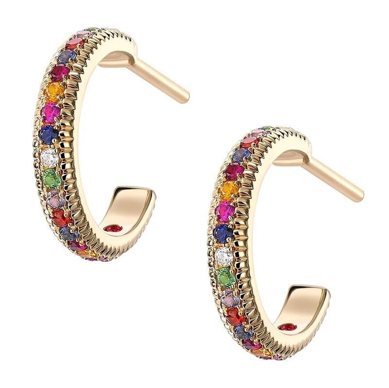 Yellow Gold Multi Stone Hoop Earrings 925 silver supplier OEM/ODM Jewelry